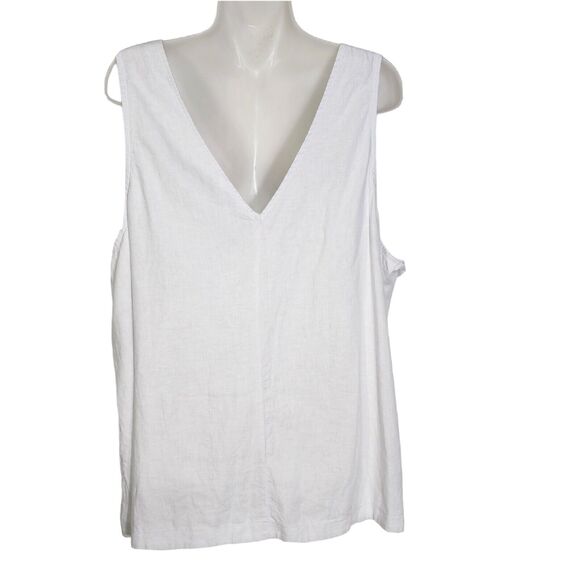 Time and Tru Womens Tank Top Size XXXL 22 Swing V Neck Linen Blend White Relaxed - Picture 2 of 10
